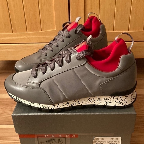 Prada Men's Leather and Nylon Sneakers - Picture 1 of 5